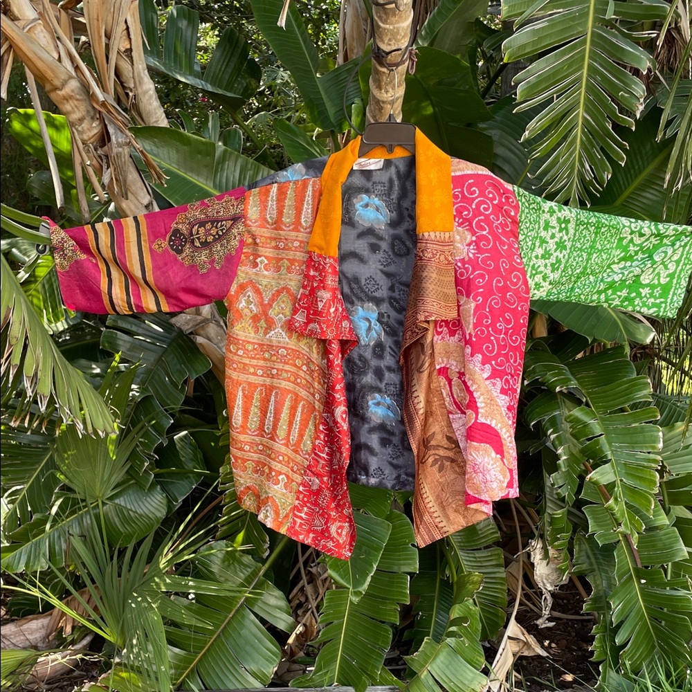 Bohemian Up cycled sari patchwork jacket